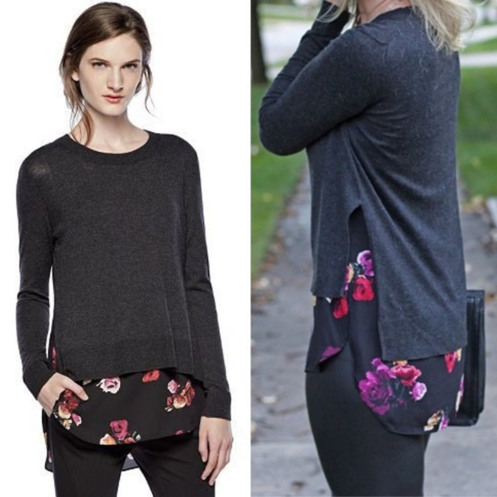 Thakoon Design Nation Floral Layered Sweater Top